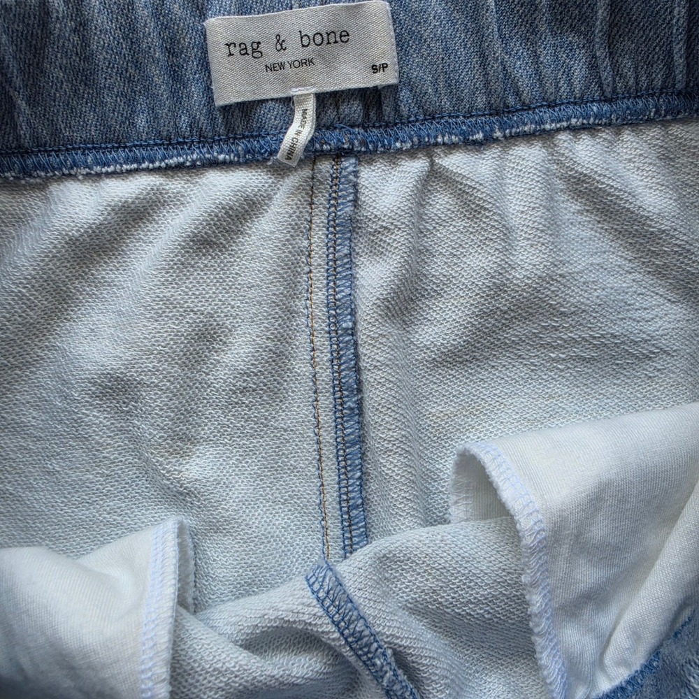 Rag & Bone Miramar Jogger Women Small Blue Denim Print Terry Sweatpants Relaxed - Picture 6 of 10